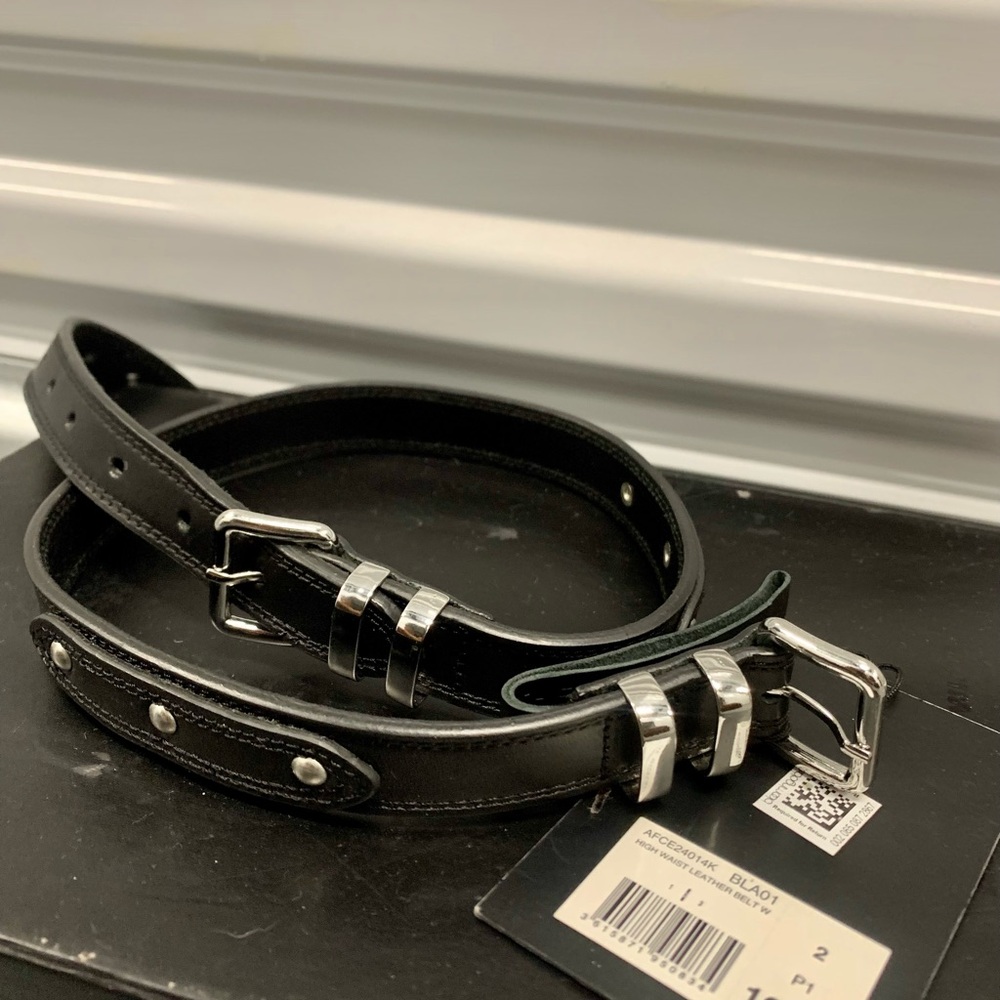 The Kooples Black Double-Buckle Leather Belt